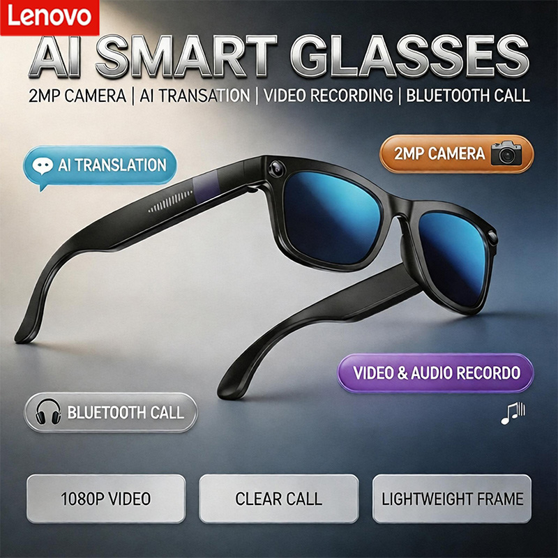 Audio Music Bluetooth - Lenovo AI Bluetooth Akıllı Gözlük, 2MP