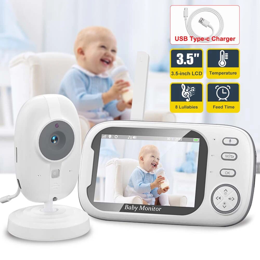 Audio Detect Music - 3.5 ''Video bebek izleme monitörü 2.4G