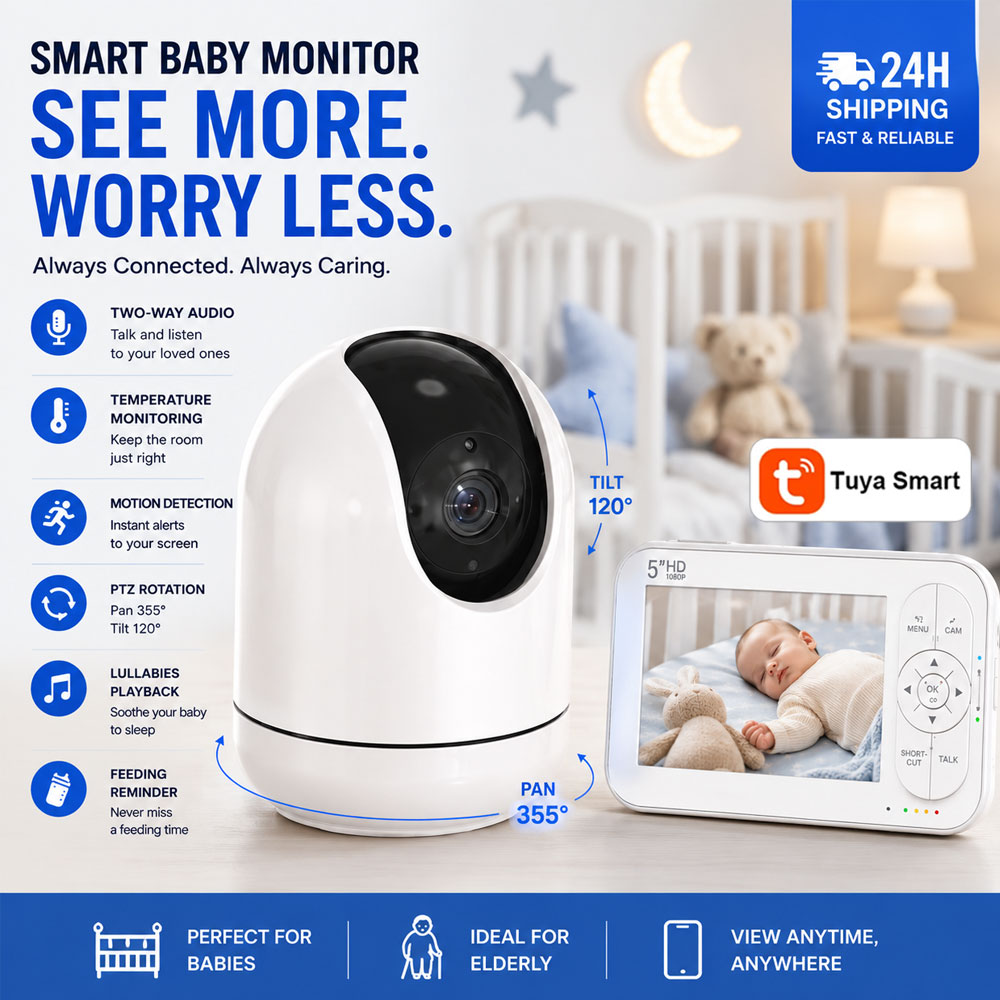 Audio Detect Music - 5 inç WiFi Bebek Monitörü Tuya