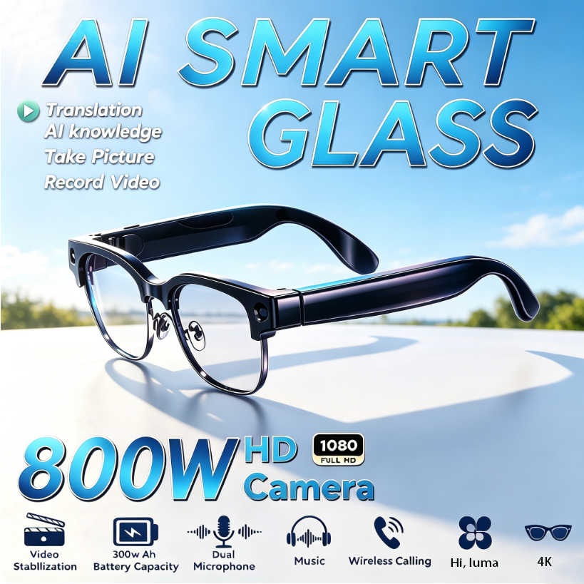 Audio Music Ai - 800W HD Piksel Akıllı Gözlük Erkek